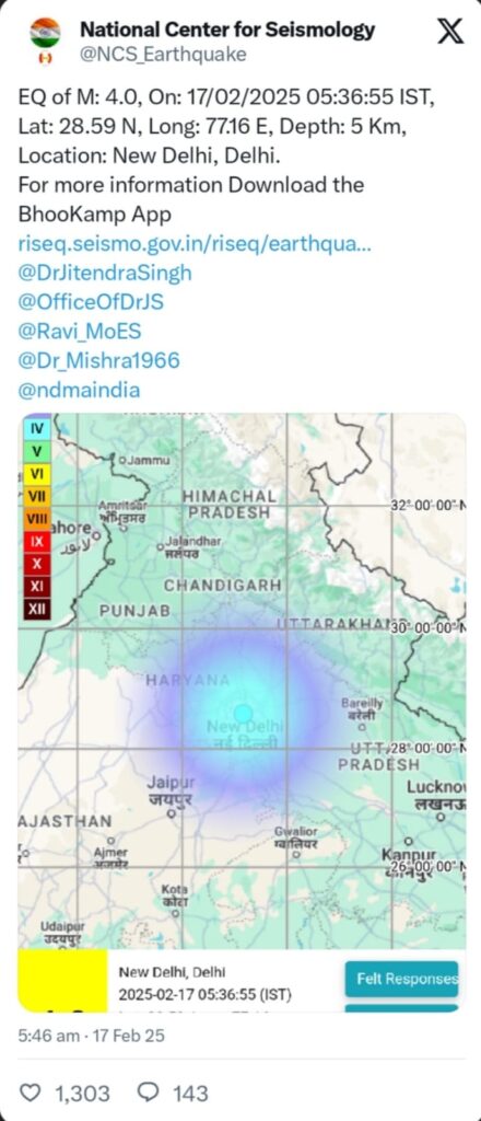Earthquake of 4.0 Magnitude Hits Delhi-NCR and Bihar