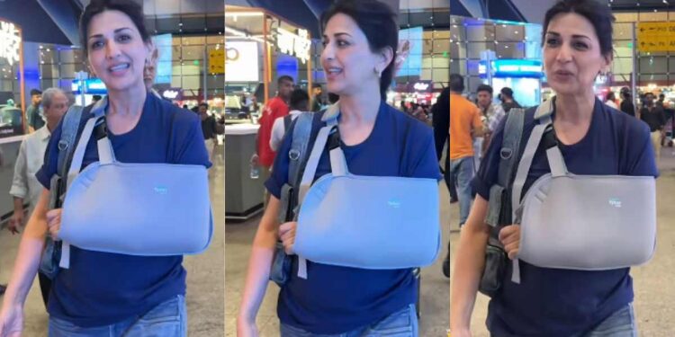Sonali at the airport with a plaster cast on her hand – what did the actress do when she saw the photographers 2025