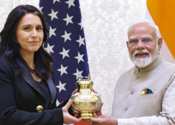 PM Modi Meets Tulsi Gabbard, Gifts Her Maha Kumbh Gangajal and Rudraksh Mala