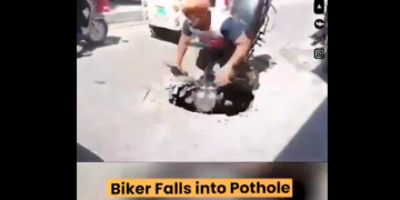 Biker Falls Into Pothole in Shocking Incident – Who Is Accountable for Negligent Road Safety 2025