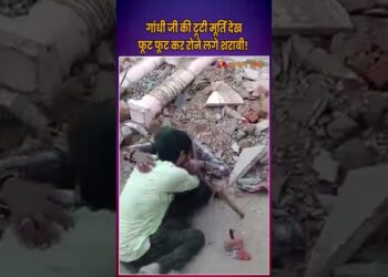 Drunk Men Mourn Broken Gandhi Statue in Uttar Pradesh