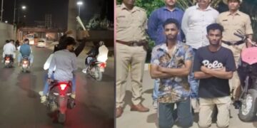 Reckless Biker Risks Life with Dangerous Stunts on Busy Road 25