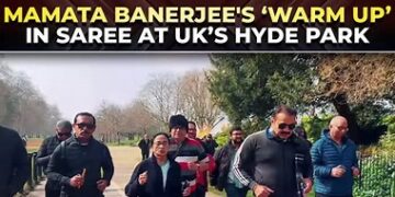 West Bengal CM Jogging in Saree and Slippers at London’s Hyde Park 2025