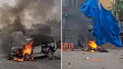 Watch vehicles torched security stepped up as waqf act protest turns violent in bengals murshidabad