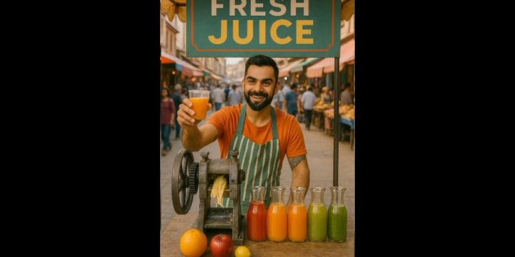Virat Kohli Turns Juicewala for a Day: “Stress Hatao, Ek Glass Piyo!” Stuns Fans with Sweet Surprise 2025