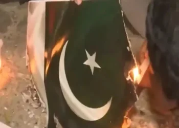 Pahalgam terror attack pakistani flag burnt as protests rage across india