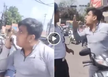 Traffic Cop and Motorist Clash Over Challan in Bijnor, Video Goes Viral 2025