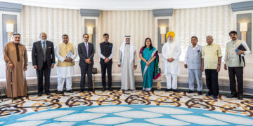 All party delegation led by shrikant shinde during a meeting with sheikh nahyan bin mubarak al nahyan