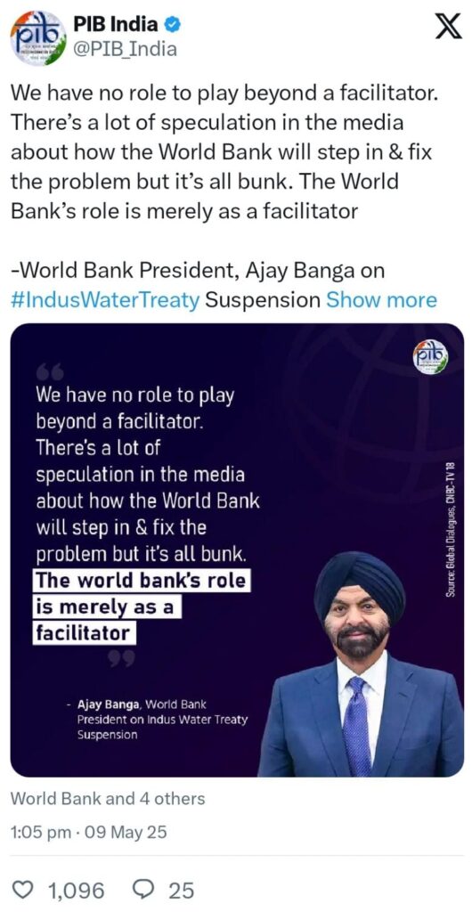 World Bank President Ajay Banga Clarifies Neutral Stance on India-Pakistan Indus Waters Dispute