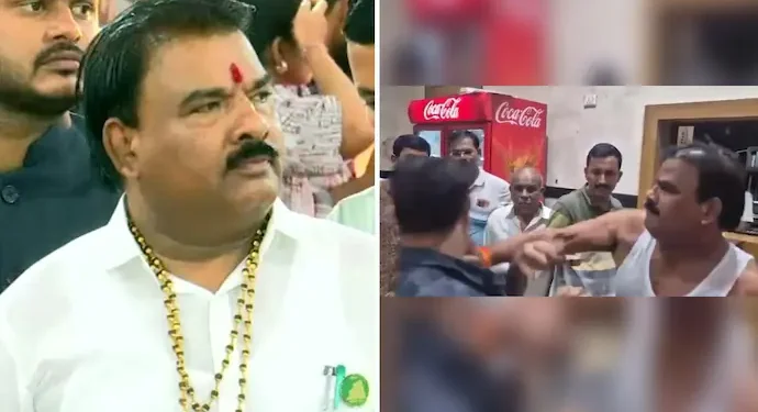 Sena MLA Loses Cool Over Dal, Attacks Canteen Operator 2025