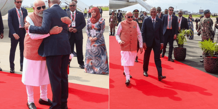 PM Modi Lands in Maldives, Welcomed by President Mohamed Muizzu 2025